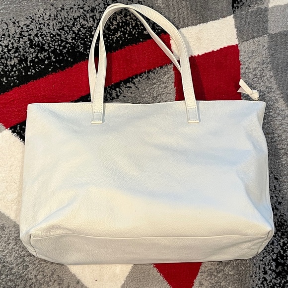 Joy Mangano Clothes It All White Textured Leather Top Handle zip Closure Purse - Picture 4 of 16